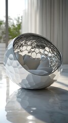 85. Elegant 3D design showcasing intricate geometric forms with a polished ceramic circle surface