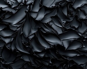 Obraz premium Abstract Dark Black Brush Strokes Texture with Layered Shapes and Shadows