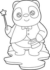 Panda Wizard Magic wand Animal Vector Graphic Art Illustration
