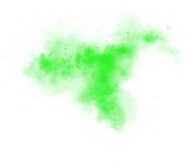 Fantastic green smoke background. Magic green smoke with glitter and small particles of twinkling stars. Fog with luminous particles. Green vapor with stardust. Morning fog over land or water surface,