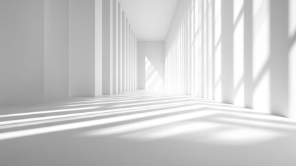 White Room with Sunbeams Streaming Through Windows