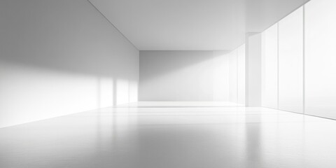 Empty White Room with Large Windows and Sunbeams
