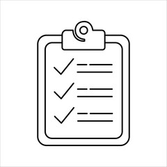 Clipboard icon on black and white background.