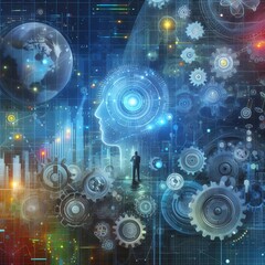Obraz premium Global Digital Collaboration%3A The Future of Business and Technology,Generative AI