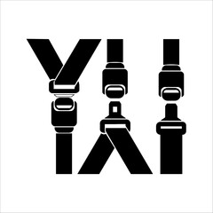 Car seat belt. Seat belt safe buckle icon isolated. Safety rope fasten accident insurance.