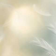 White feather on green background. Generative Ai.