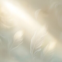 White feather on green background. Generative Ai.