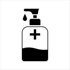 Washing hands with cleaning liquid soap vector line icon.