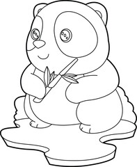 Panda Bamboo twig Animal Vector Graphic Art Illustration