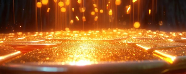 A mesmerizing display of shimmering golden lights, creating a magical ambiance of warmth and brilliance.