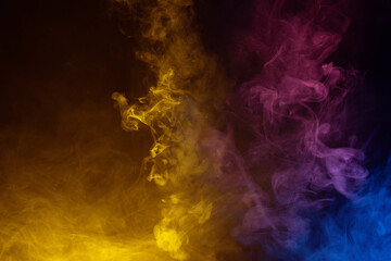 Blue and pink steam on a black background.