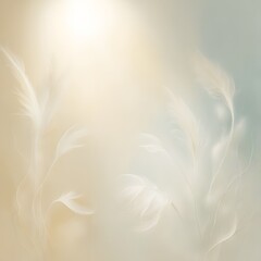 White feather on green background. Generative Ai.