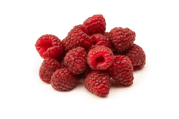 Tasty fresh raspberry isolated on a white background. Top view.