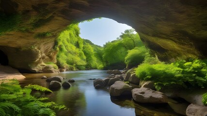 arch, cliffs, leaves