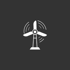 Windmill simple vector line icon. Environment protection symbol,  sign isolated on black background.