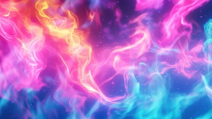 A vibrant abstract representation of colorful swirling smoke or light.