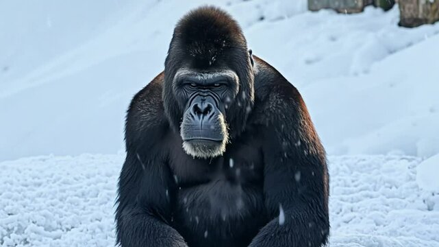 a gorilla in the snow footage