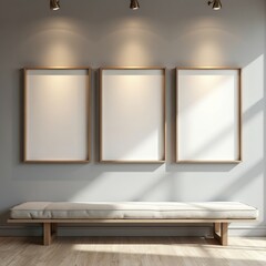 Fototapeta premium Minimalist Gallery Wall with Natural Wood Frames