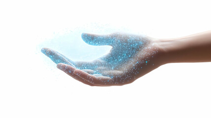 Fototapeta premium 3d Flat icon as Hand with Holographic Digital Wallet and Currency Symbol concept as A photo showing a hand presenting a holographic digital wallet and a currency symbol. The hand is positioned towards