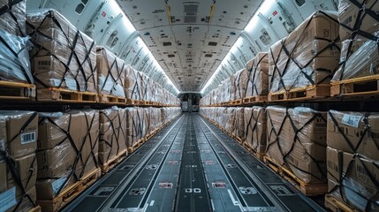 Obraz premium Swift Response: Emergency Supply Chain Logistics Delivering Essential Supplies by Air