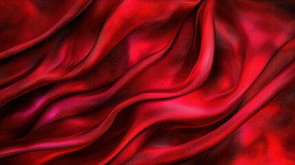 Obraz premium Elegant Close-up of Luxurious Red Silk Fabric with Gentle Waves in Soft Lighting