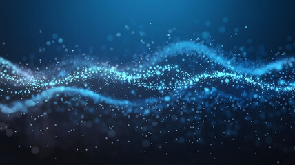 Fototapeta premium Ethereal Blue Gradient Background with Floating Glowing Particles