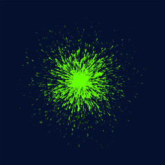 A vibrant neon green explosion pattern on a dark blue background