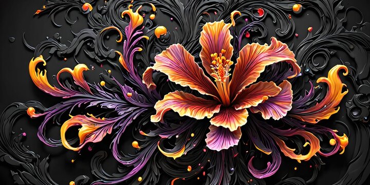 wallpaper representing hibiscus in psychedelic image.