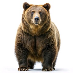 grizzly bear, ursus arctos portrait full body, isolated on white background