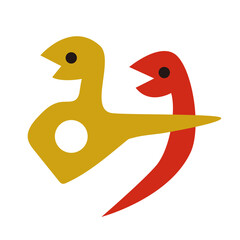 日本語の平仮名の「み」を形作っている蛇のイラスト。年賀状素材