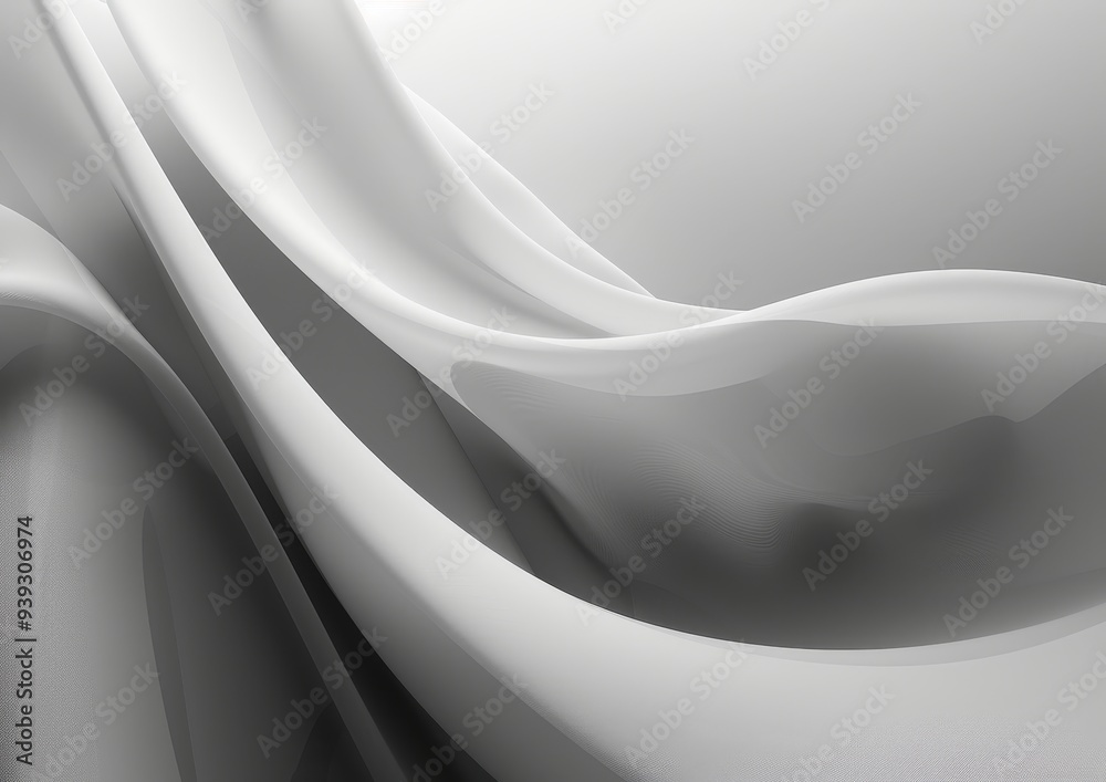 Sticker Abstract flowing grayscale waves creating a serene and captivating visual effect with smooth transitions and cool shades.