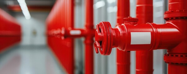 A closeup of the handle on an industrial fire pipe cabinet