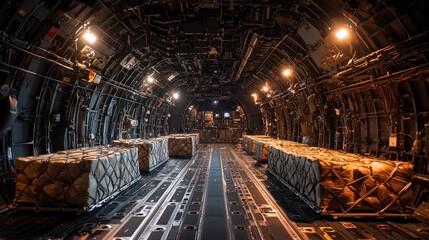 Fototapeta premium Precision in Motion: Military Logistics Unveiled Through Air Transport Systems