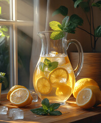 lemon water in a carafe