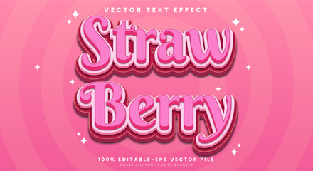 Strawberry fruit editable text effect Template suitable for fresh fruit theme