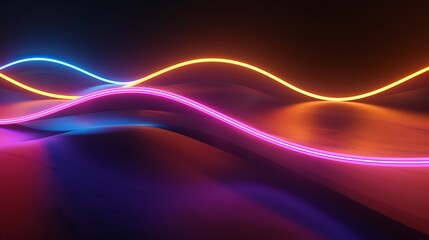 3d rendering of vibrant neon wavy lines glowing in the dark - abstract modern background with colorful flowing light waves for futuristic tech concepts and dynamic digital art, ideal for wallpaper, we