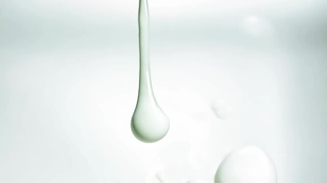 milk is poured into a container in a thin stream, concept: drinks