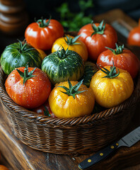 large tomatoes in a basket