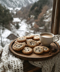 cup of coffee and cookies