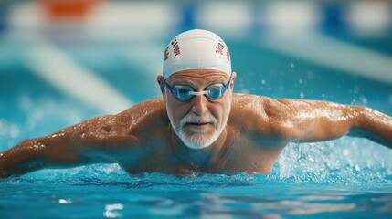 Senior Swimmer in Pool