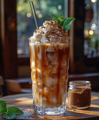 iced coffee in a restaurant