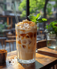 iced coffee in a restaurant