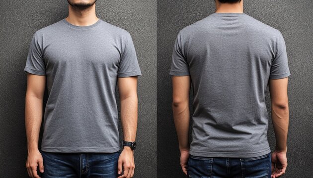 Brand Identity A Human Wearing a Plain Gray TShirt in Front View Branding