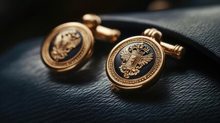 Elegant gold cufflinks with intricate design, perfect accessory for formal attire, showcasing style and sophistication.