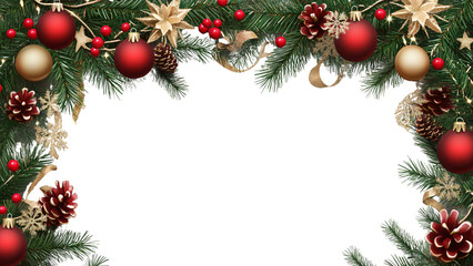 Festive Christmas Garland Banner Isolated on Transparent Background for Holiday Decor