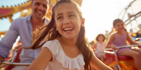 portrait of family at theme park