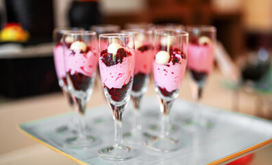 Berry cream dessert with mousse.