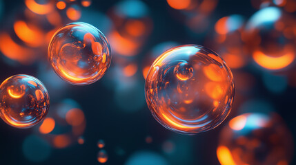 Liquid Oil or Gasoline Drops. Omega 3, Vitamins, Gold Macro Serum Droplets. Christmas or New Year Celebration Texture. Gold Macro Metallic Drops. Shiny Bokeh Lights, Festive Celebration Illustration.