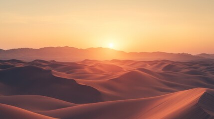 The golden light of the setting sun painted the desert sky in hues of orange and red, casting long shadows across the rugged mountains
