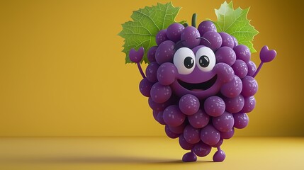Happy Grape Cartoon Character.